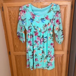 💗 Pinkblush Mint Floral Chiffon Maternity Dress